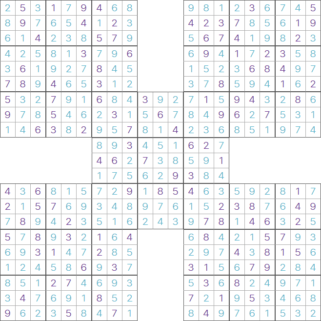 Daily Medium Samurai Sudoku Puzzle for Wednesday 4th September ...