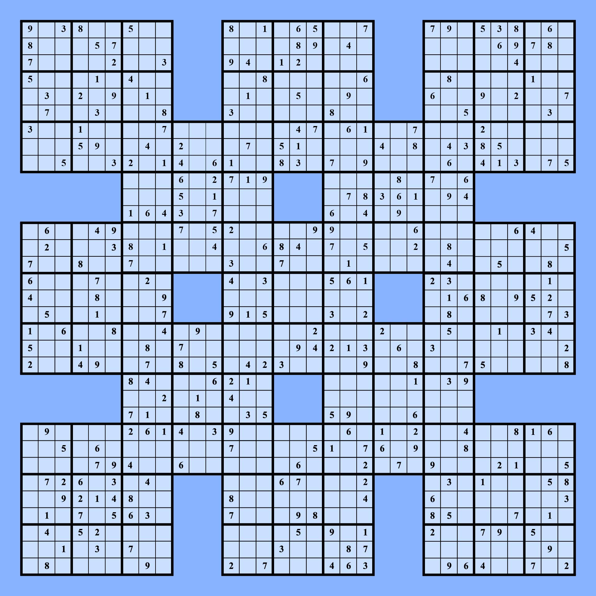 Samurai Sudoku Grid - 10 Free PDF Printables | Printablee