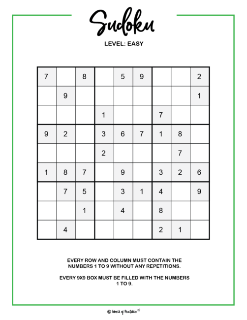Printable Sudoku - 100+ Puzzles From Easy To Hard - World of ...