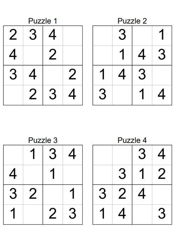 Kids PRINTABLE Sudoku Puzzles INSTANT DOWNLOAD   Canada