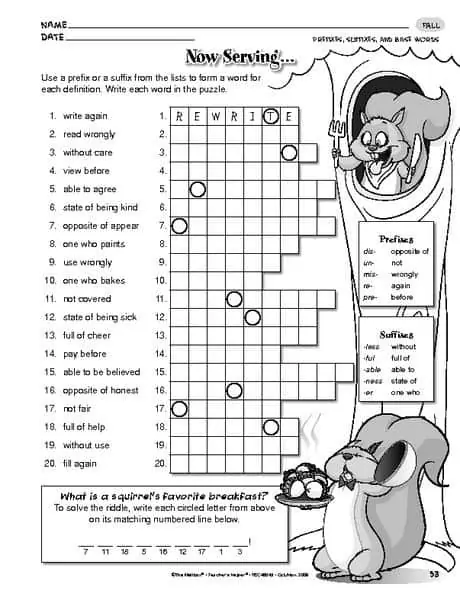 FREE Printable Prefix Suffix Worksheet