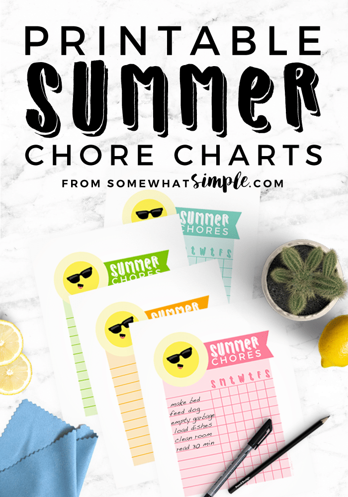 printable summer chore charts
