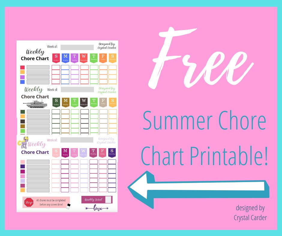 Free Summer Chore Chart to Keep Kids Busy &  Mom Happy | Chore ...