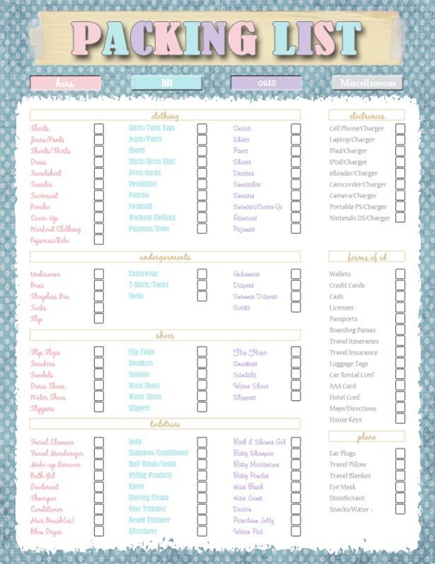 printable summer holiday checklist