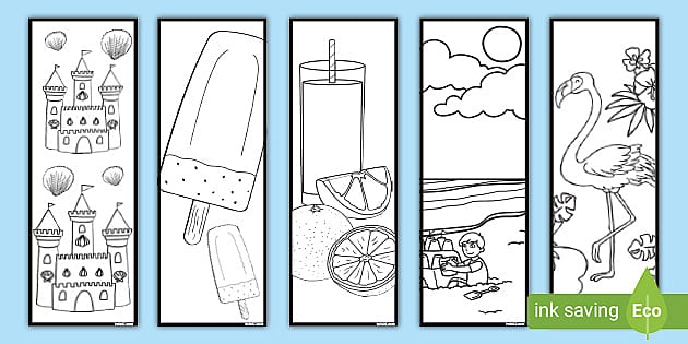 FREE! - Printable Summer Bookmarks to Colour - Reading - Twinkl