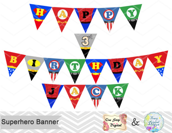 Printable Superhero Banner, Superhero Birthday Party Banner ...