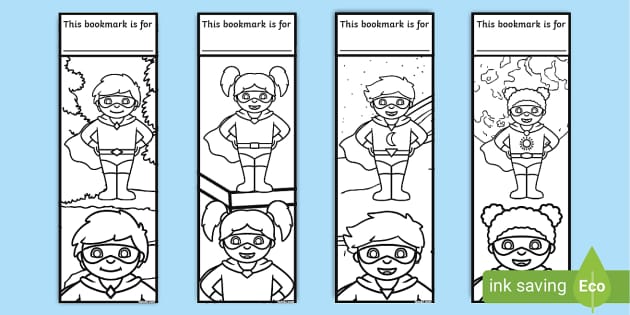 FREE! - Superhero Themed Bookmarks to Colour | Twinkl Bookmarks