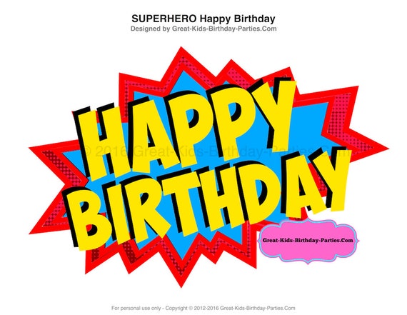 printable superhero happy birthday banner