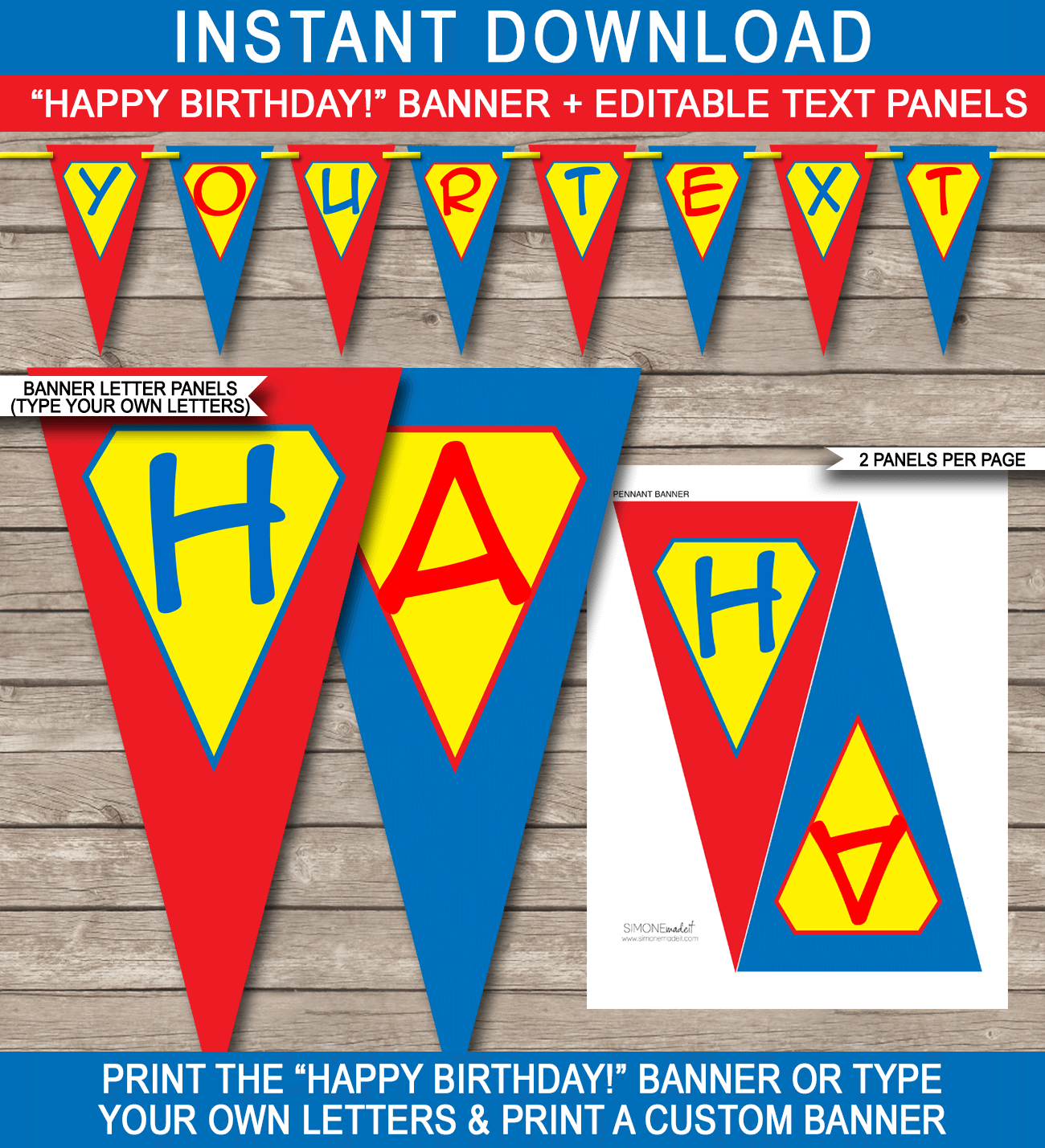 printable superhero happy birthday banner