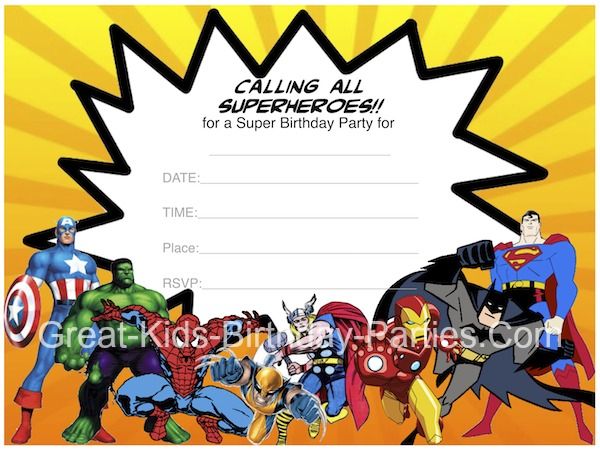 Free Printable Party Invitations The Avengers