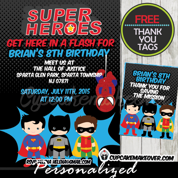 Comic Superhero Boys Birthday Party Invitation, Personalized - D6 ...