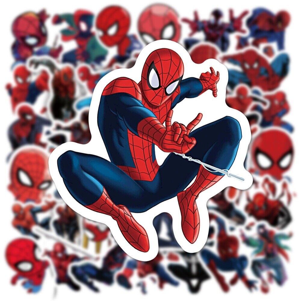 UK 50Pc Spiderman Superhero Stickers For Laptop Skateboard Kids Home 