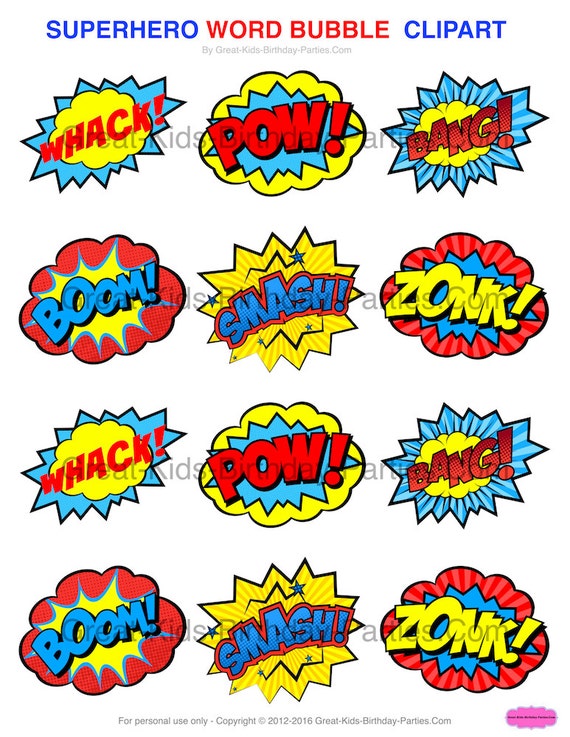SUPERHERO Printable Stickers, Superhero CLIPART, Superhero ...
