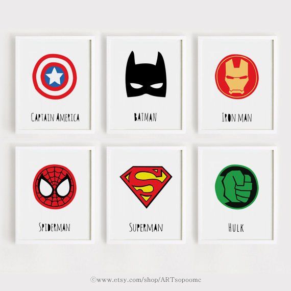 printable superhero wall art