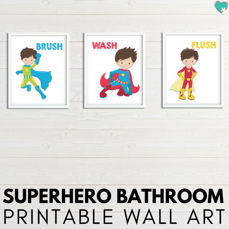 Superhero Printable Bathroom Wall Art for Kids