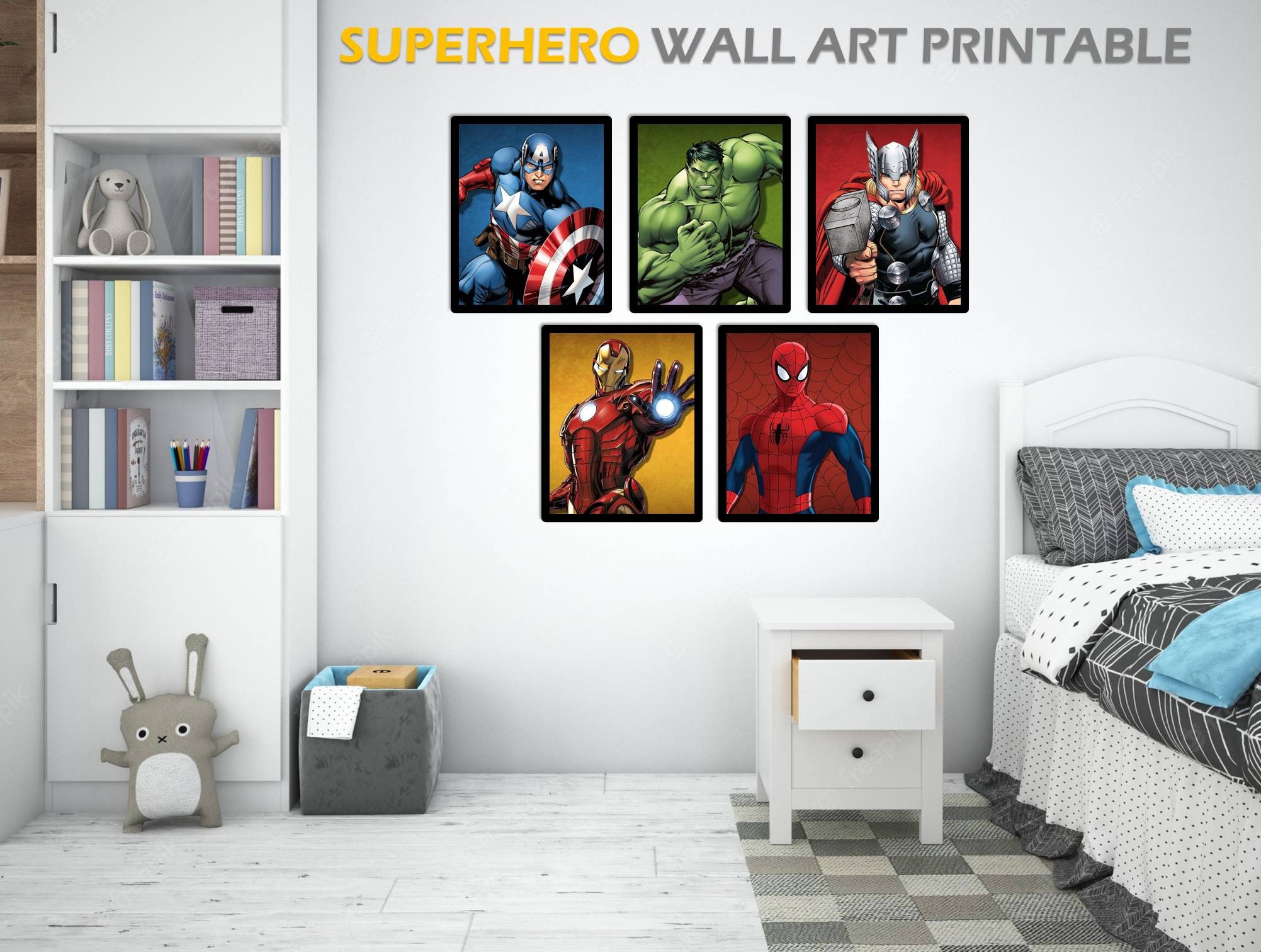 SET 5 Superhero Wall Art Printable Superhero Poster Set Superhero SET 5 Superhero Wall Art Printable Superhero Poster Set Superhero