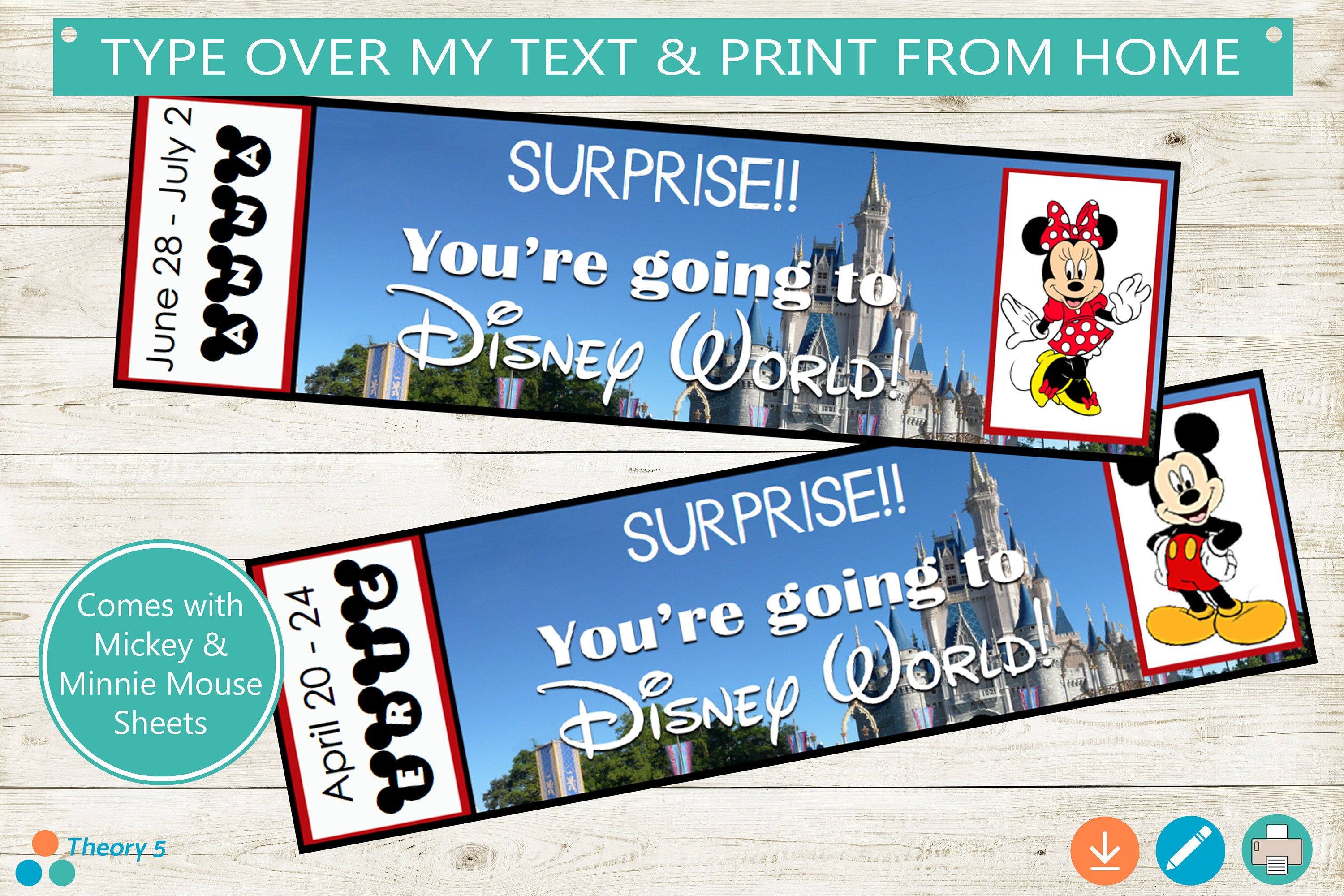 Surprise Road Trip Boarding Pass Template - Printed Smile Shop