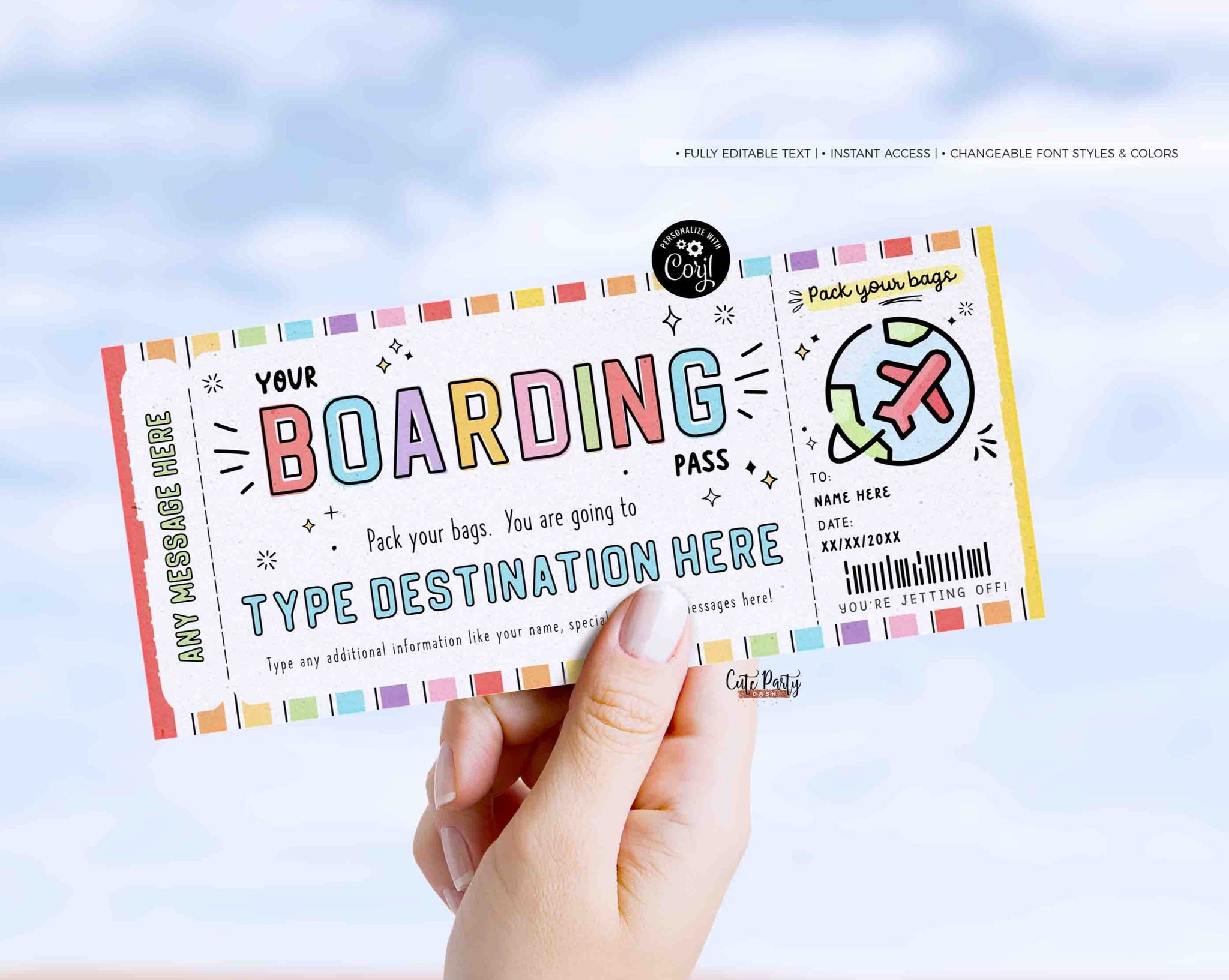 Printable Concert Ticket Template &  EDITABLE Surprise Gift ...