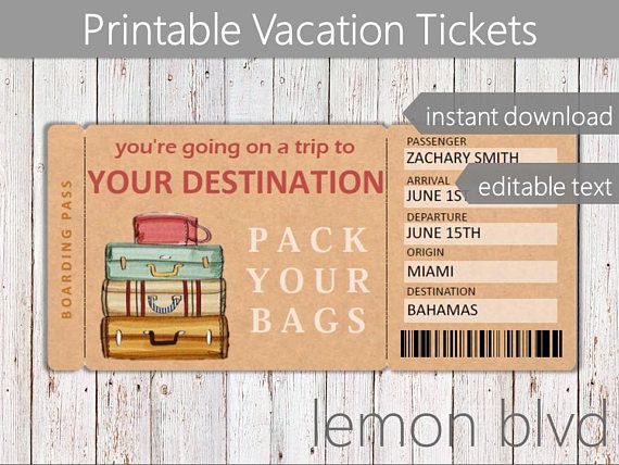Printable Ticket to Disneyworld, Surprise Trip, Birthday Gift ...