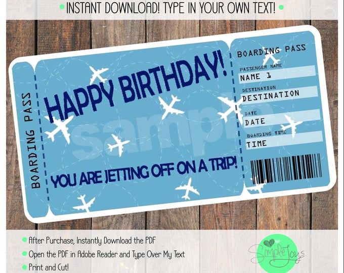 Printable Surprise Vacation Trip Boarding Pass Ticket Template ...
