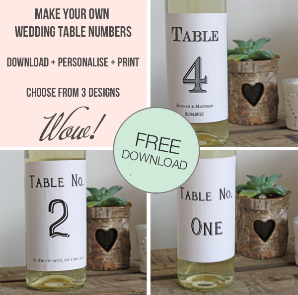 FREE Download: Printable Wedding Table Numbers Stickers For Wine ...