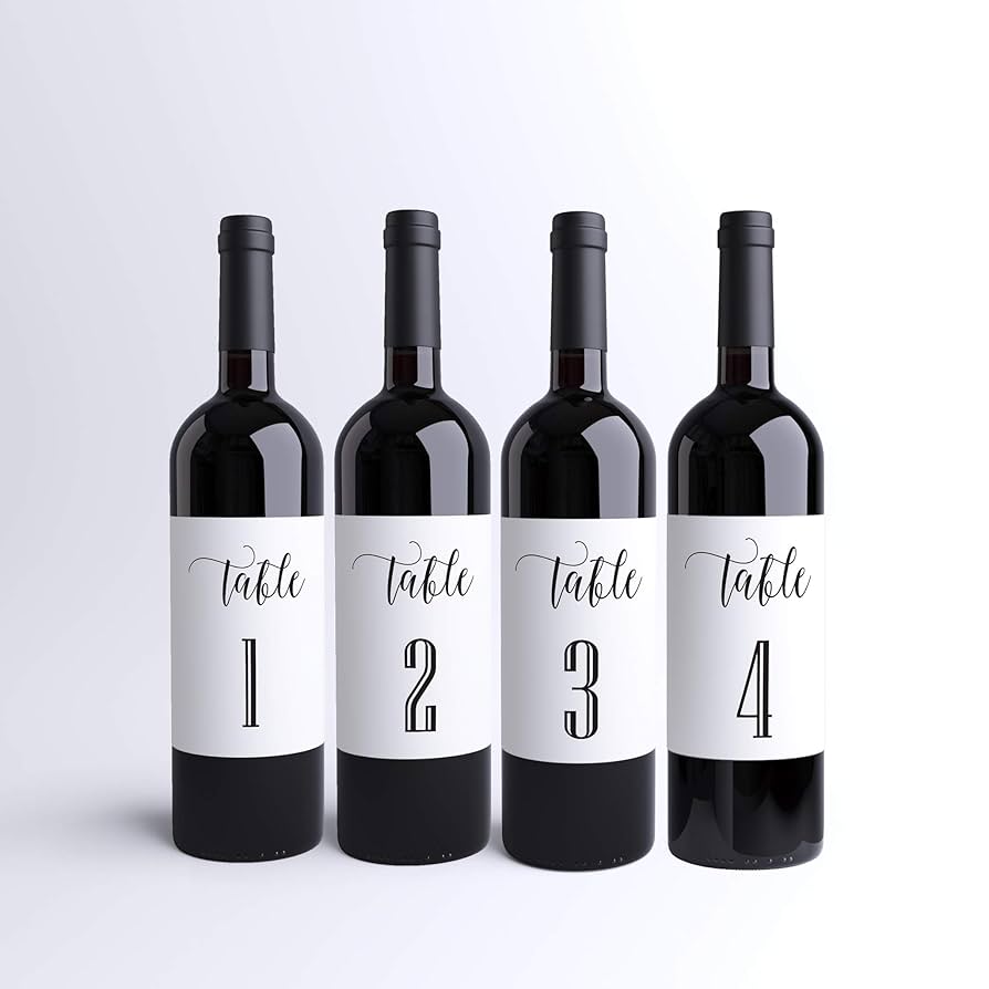 Amazon.com: Wedding Table Numbers Wine Bottle Labels Peel &  Stick ...