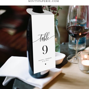 Wine Tag Template, Wedding Table Number for Wine Bottle, Printable ...