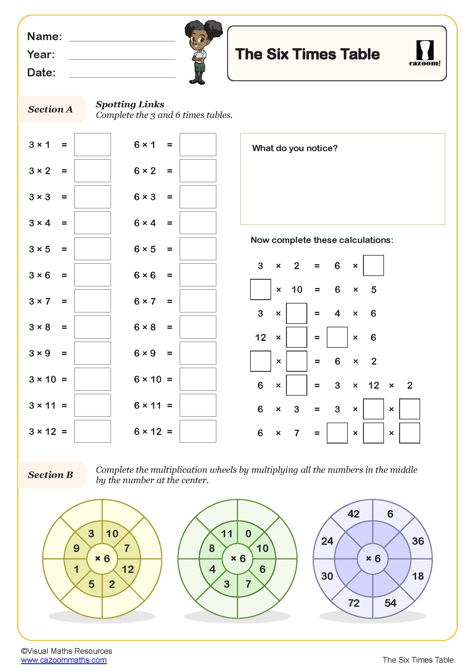 printable tables worksheet