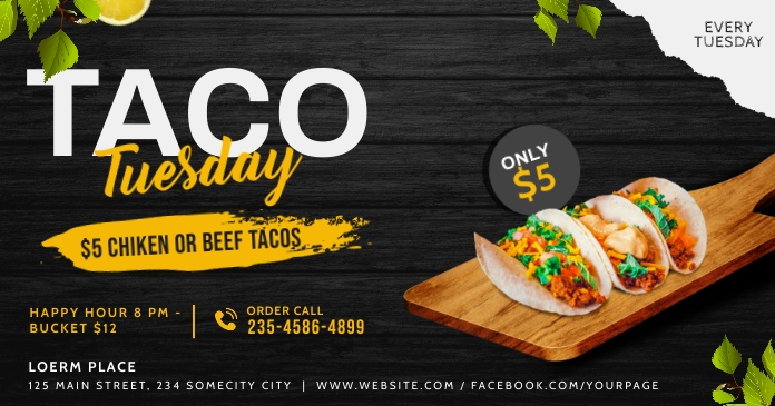 Taco tuesday facebook shared ad banner Template | PosterMyWall