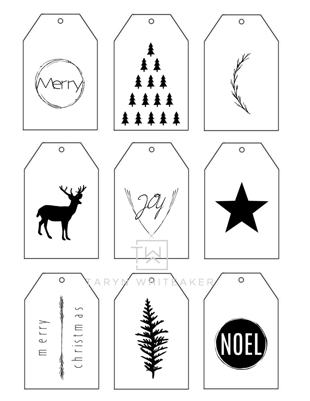 printable tags black and white
