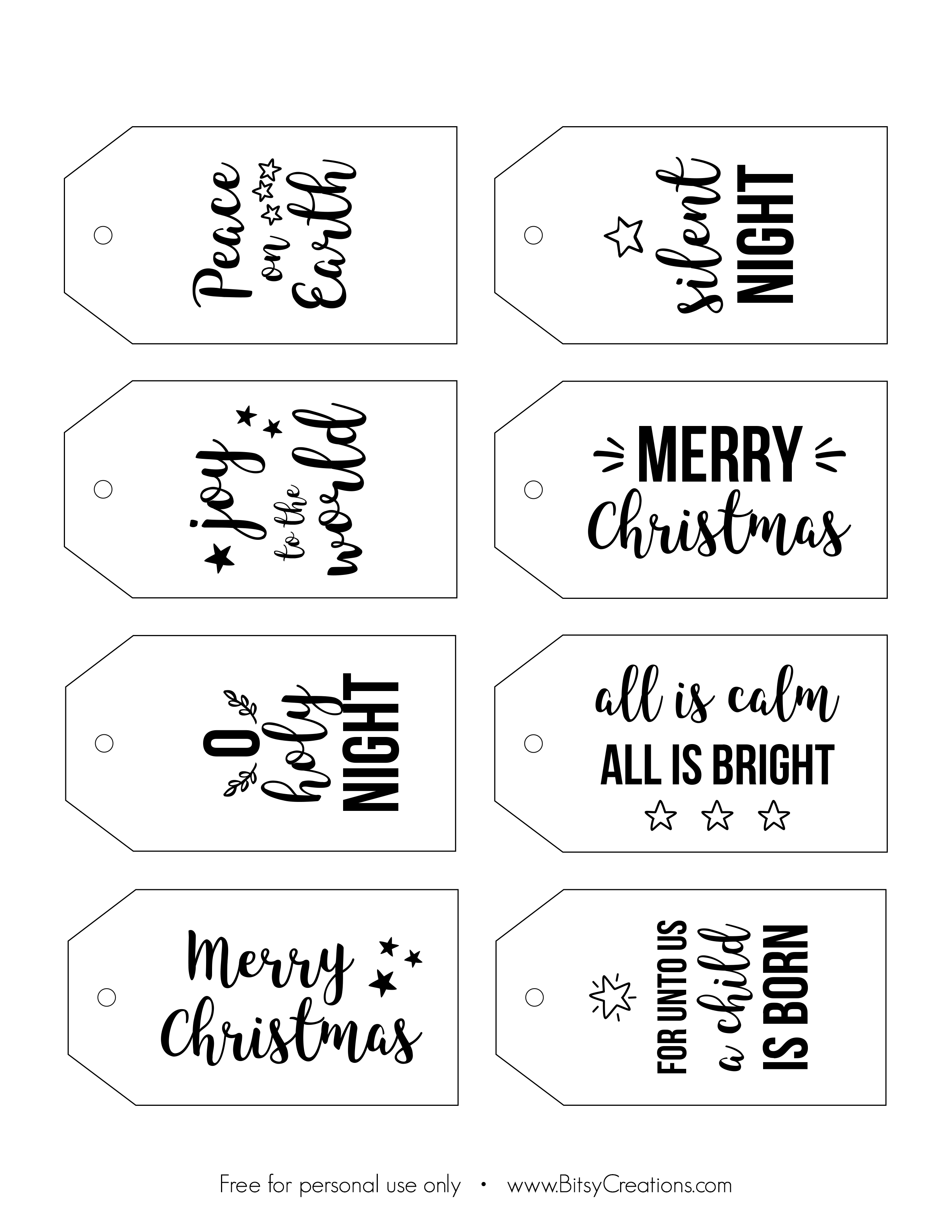printable tags black and white