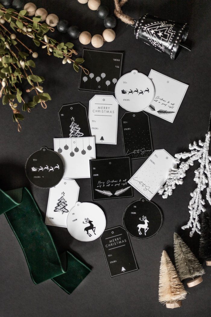 printable tags black and white