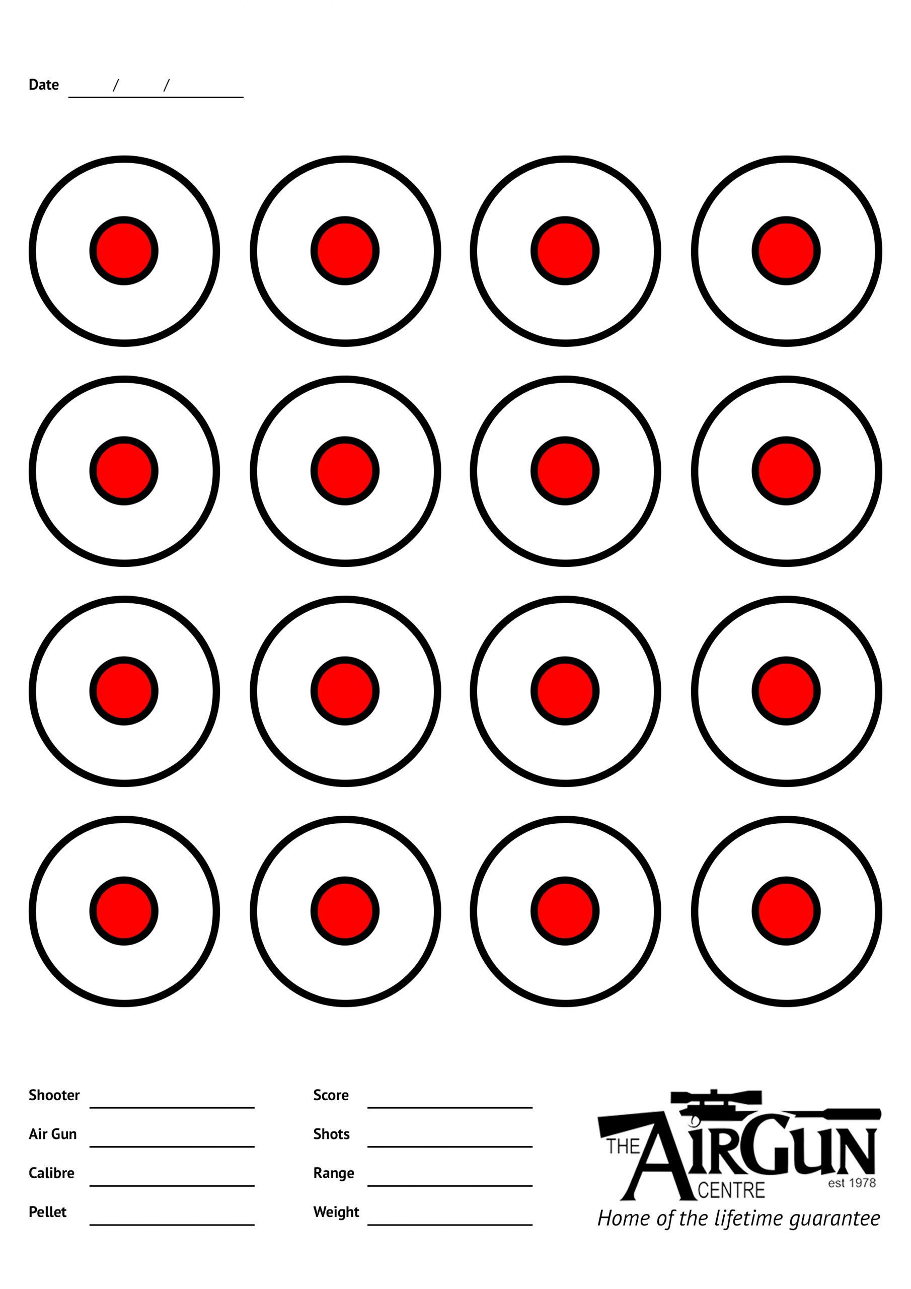 Free Printable Air Rifle Targets (A4, 17cm &  14cm) - The Airgun Centre
