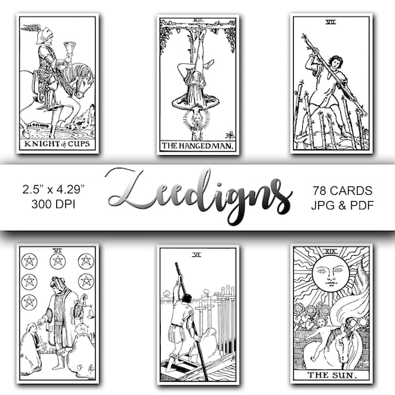 printable tarot cards black and white