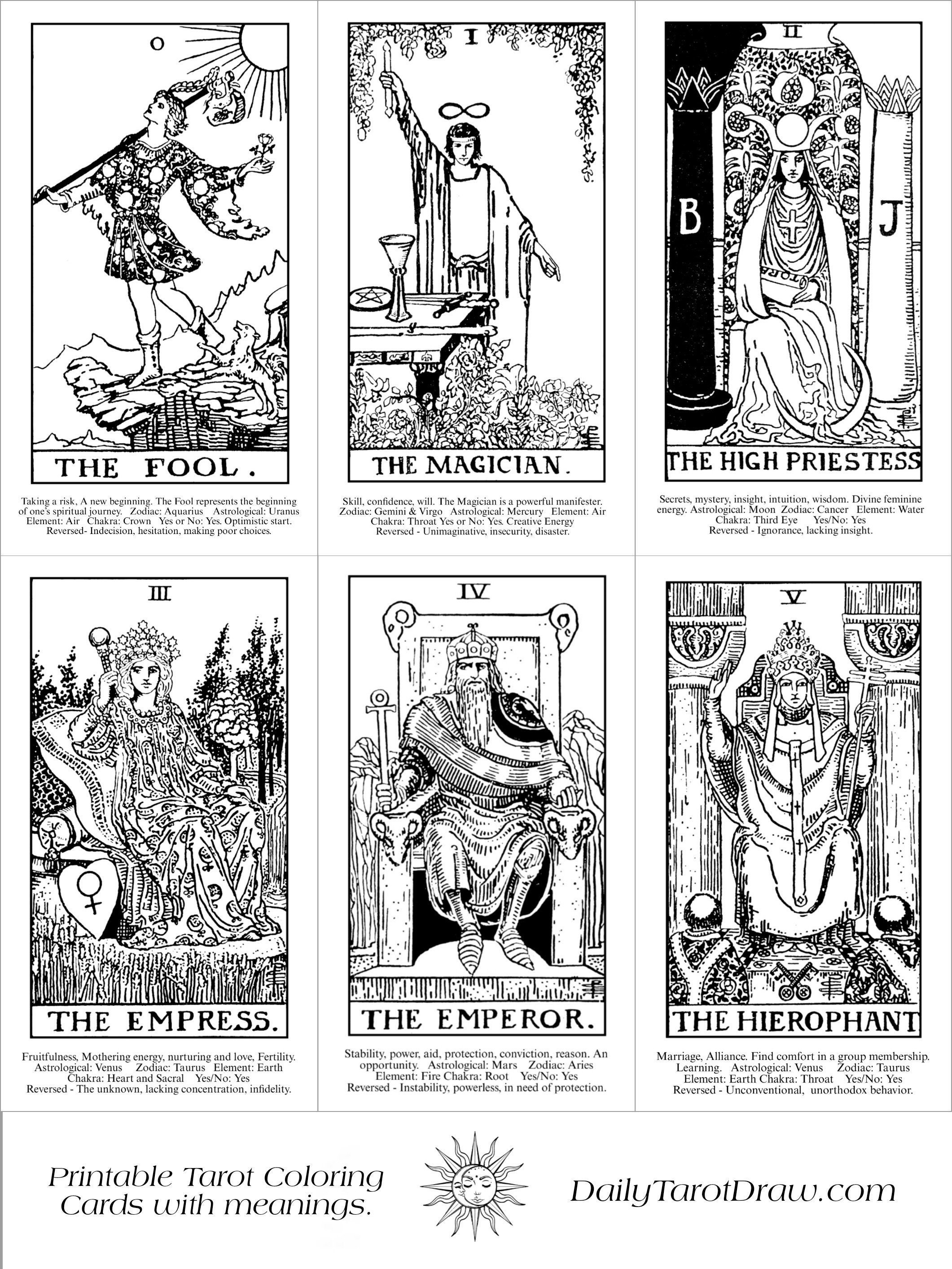 Tarot Card Coloring Pages Tarot Coloring Cards With Meanings ...