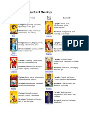 printable tarot cards with meanings pdf