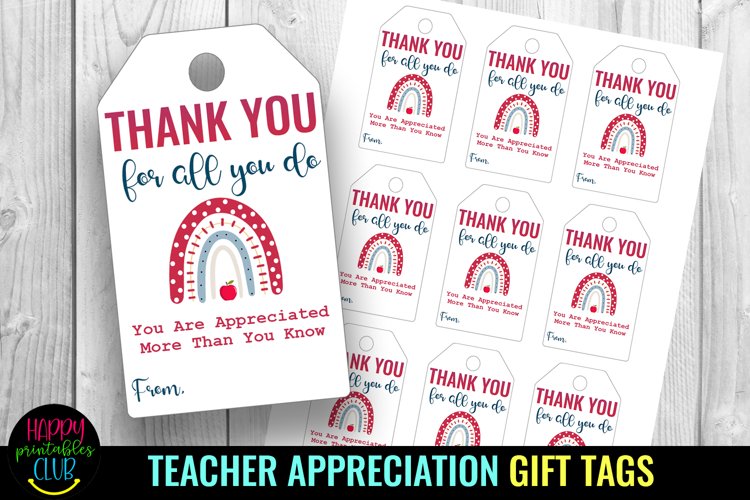 Happy Teacher Appreciation Gift Tag I Teacher Appreciation