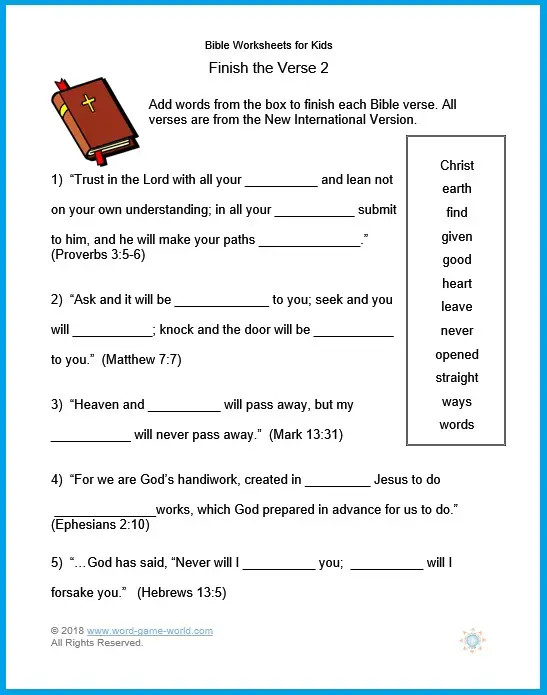 printable teenage bible activity worksheet