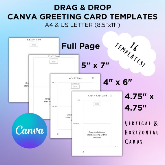 Printable Greeting Card Canva Template Bundle 5x7 4x6 Editable Printable Greeting Card Canva Template Bundle 5x7 4x6 Editable