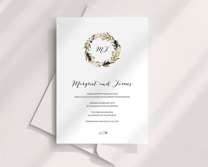 Boho Rustic Wedding Invitation Printable Template - TimberWink ...