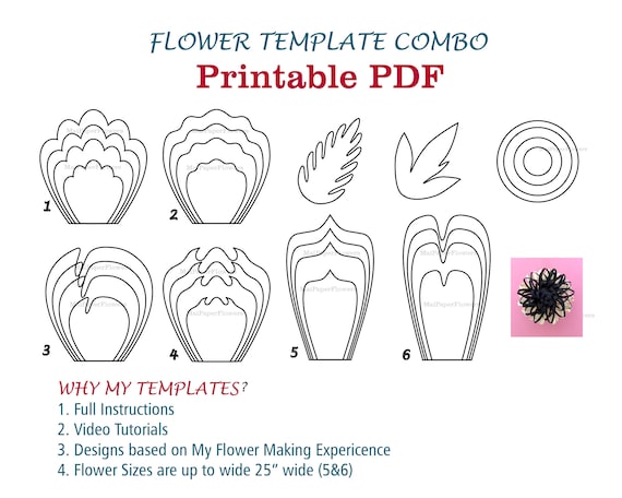 Digital Paper Flower Template PDF Paper Flower Bundles Giant Paper ...