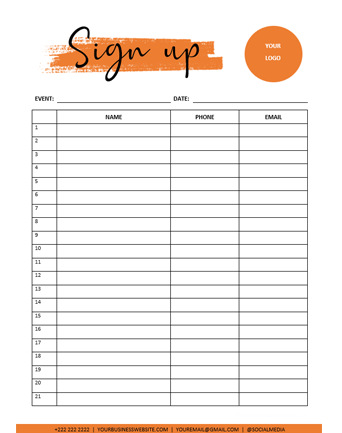 Sign Up Sheet Templates - CalendarLabs