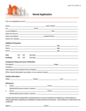 Job Application Form British Columbia Residential Tenancy ...