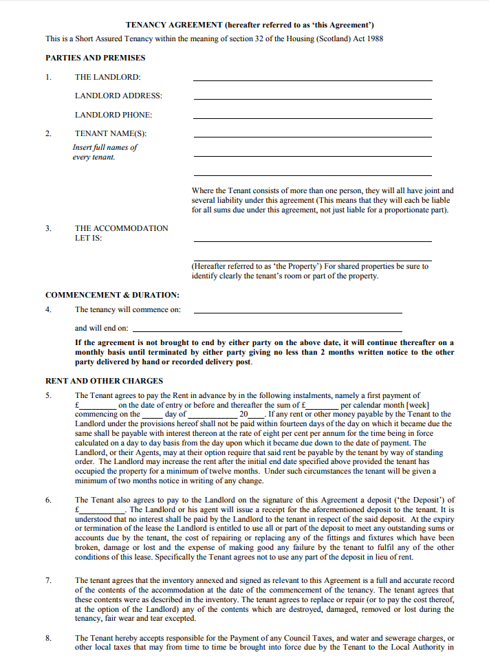 Tenancy Agreement Templates - Free Download, Edit, Print and Sign