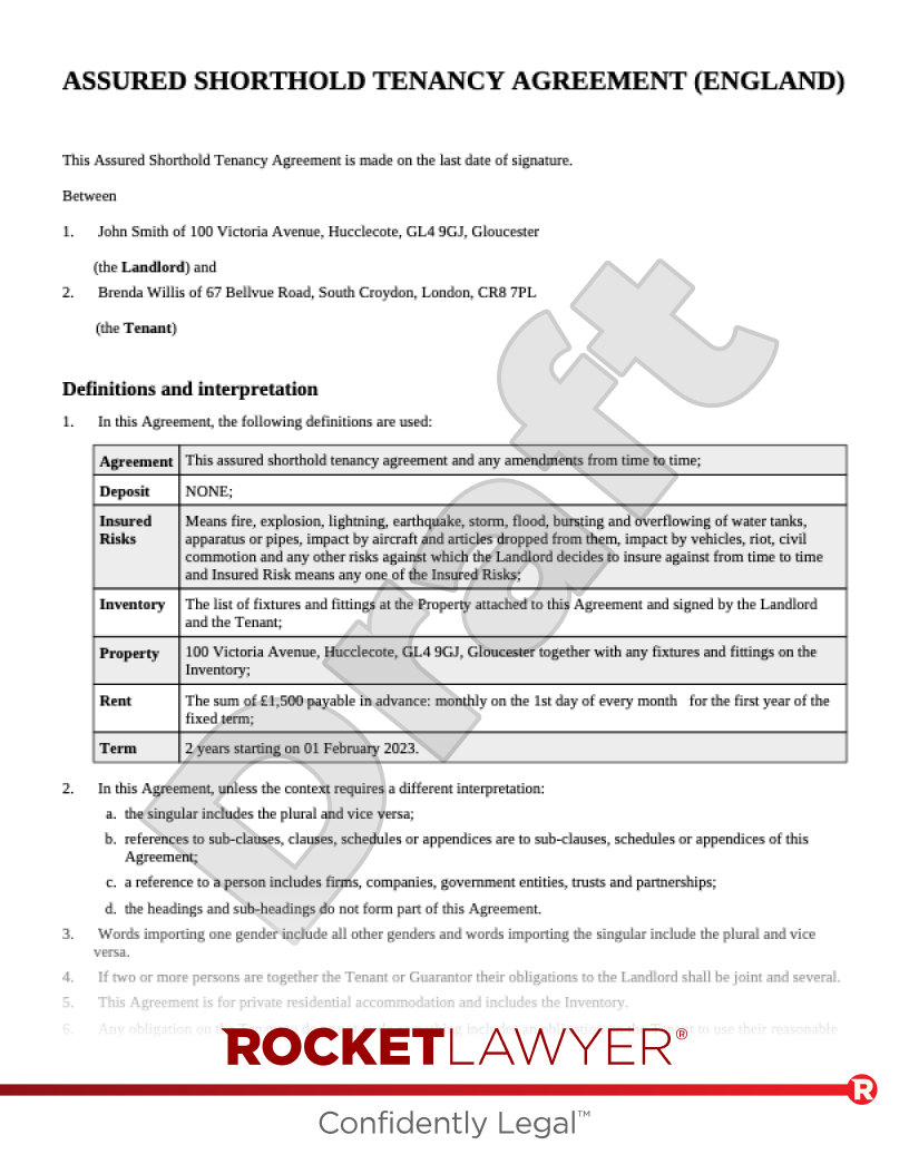 Simple Tenancy Agreement Template PDF MS Word Document 