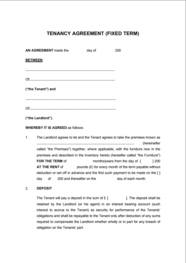 printable tenancy agreement free