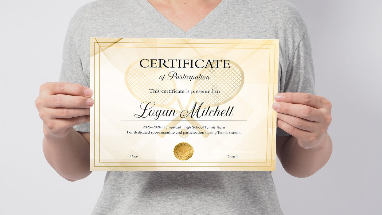 Editable Tennis Certificate, Customizable Printable Tennis Award ...