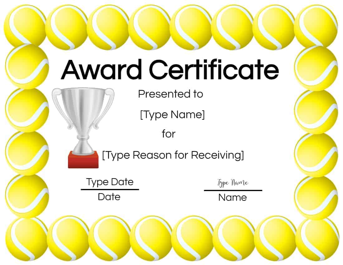 printable tennis certificates