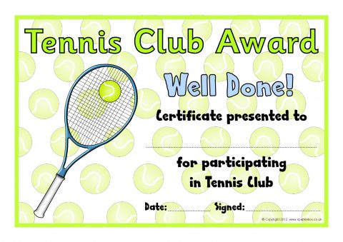 printable tennis certificates