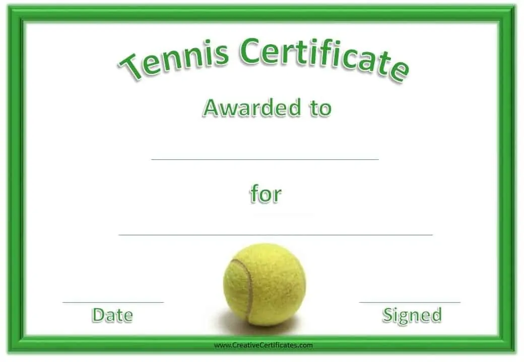 printable tennis certificates